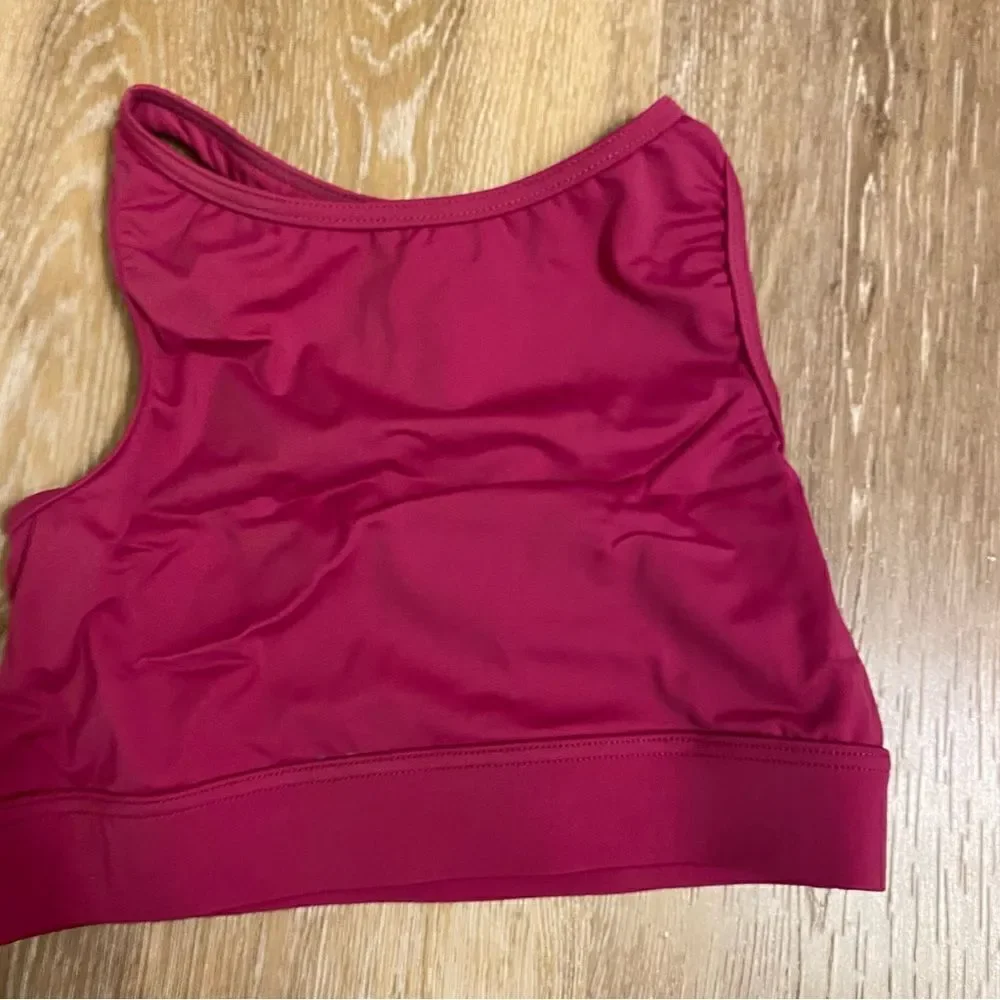 Weissman Balera dance hot pink Lace Racerback Crop Top MT12520 child large LC